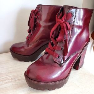 Chunky Burgundy Aldo Ankle Boots